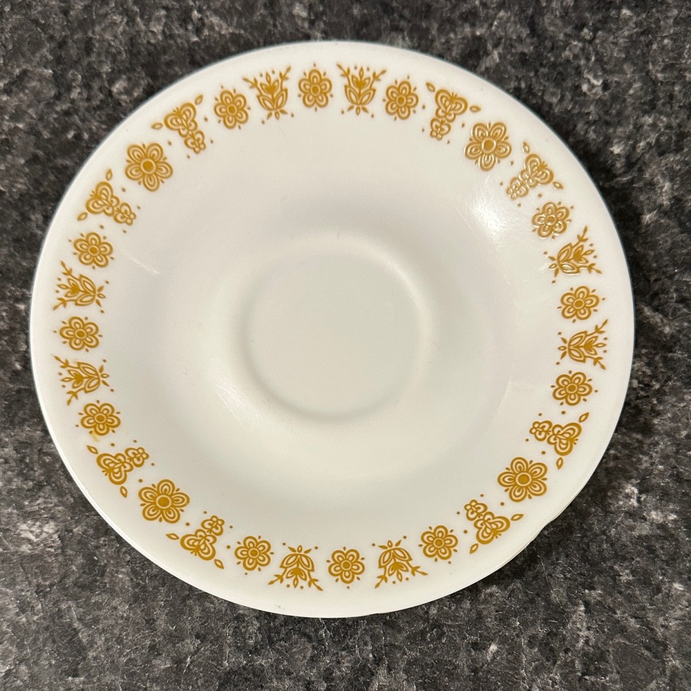 Corelle Vintage Butterfly Gold Hook Handle Cups and Saucers - Picture 2 of 16
